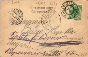 1903 Mostar, stone bridge + "K.U.K. MILIT. POST. MOSTAR" (EB)