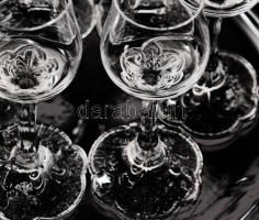 Rosenthal "Classic Rose" 6 darabos kristály likőrös pohár készlet, tálcán. Jelzett a pohar...