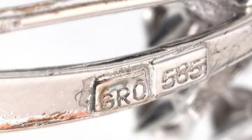 Fehérarany bross, cirkóniával 4x0,1ct . 14K (Au) jelzett br 5,9 g