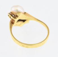 14K arany (Au) gyűrű természetes gyömgyökkel és cirkóniával 2x0,1ct. jelzett br 3,8 g m: 54,5