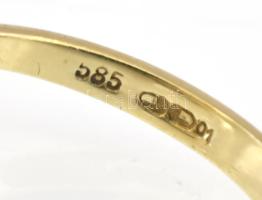 14K arany (Au) gyűrű természetes gyömgyökkel és cirkóniával 2x0,1ct. jelzett br 3,8 g m: 54,5