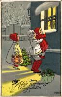 Boldog Karácsonyi Ünnepeket / Christmas greeting art postcard. M.M.Nr. 1397 s: P. Ebner (EB)