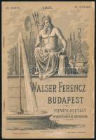 1885 Walser Ferenc Budapest vízművi osztály. Képes termék katalógus 72p.