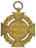 1908. "Katonai Jubileumi Kereszt" aranyozott bronz kitüntetés mellszalag nélkül T:VF Hunga...