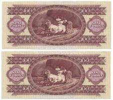 1975. 100Ft (2x) sorszámkövetők "B 148 046285 - B 148 046286" T:AU hullámos papír, mindket...