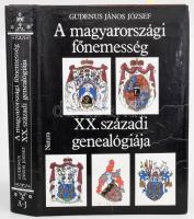 Gudenus János József: A magyarországi főnemesség XX. századi genealógiája I. köt.: A-J. Összeáll.: - -. Az egykori tulajdonos, a híres vadászati író, vadász, utazó, Széchenyi Zsigmond (1898-1967) felesége, Széchenyi Zsigmondné Hertelendy Margit (1925-2021) tulajdonosi névbélyegzésével. Bp., 1990., Natura. A címerek Tompos Lilla munkái. Kiadói aranyozott műbőr kötés, kiadói papír védőborítóban, javított gerinccel, gyűrött papírborítóval.