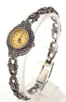 Ezüst (Ag) tokos női óra, jelzett, markazit kövekkel, bruttó 23g