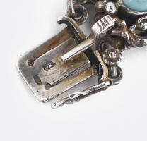 Ezüst (Ag) karkötő, türkiz berakásokkal, jelzett, bruttó 40g