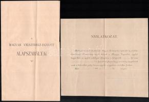 1891 A Vígszínház indulásához kapcsolódó nyomtatványok gyűjteménye:   1891 A Magyar Vígszínház Egylet alapszabályai. 4p. + A Magyar Vígszínház egyletbe belépett tagok 1891 augusztus hó 1-ig. Nyomtatvány, Andrássy,.Pulszky, Rákosi, stb nevekkel. + belépési nyilatkozat.