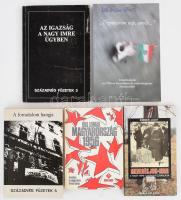 5 db 1956-tal kapcsolatos könyv - Bill Lomax: Magyarország 1956; Ember Judit: menedékjog - 1956; A forradalom hangja - Századvég Füzetek 3.; Az igazság a Nagy Imre ügyben; "Tizenhárom nap, amely..." Tanulmányok az 1956-os forradalom és szabadságharc történetéből. Kiadói papírkötés, kötetenként változó állapotban.