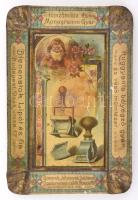 cca 1900 Bienenstok Lipót reklámos, illusztrált hamutál, fém, kopásnyomokkal, 12,5x8,5 cm