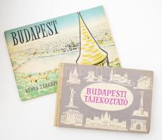 2 db Budapest kalauz: Budapesti tájékoztató. Útikalauz. Bp., 1956, Fővárosi Idegenforgalmi Hivatal. Fekete-fehér fotókkal, egy kihajtható térképpel. Kiadói félvászon-kötés. + Budapesti képes térképkalauz. Szerk.: Szöllősi Ernő. Bp., 1957, Fővárosi Idegenforgalmi Hivatal. Kiadói tűzött papírkötés.