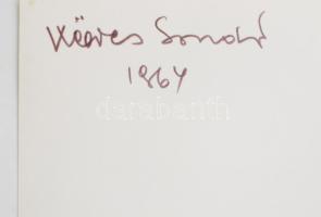 1964 Weöres Sándor portréja, hátoldalán Vattay Elemér pecséttel jelzett fotója, 17x11 cm