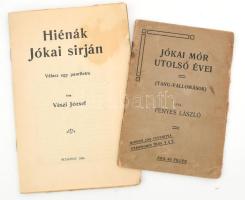 2 db - Fényes László: Jókai Mór utolsó évei + Vészi József: Hiénák Jókai sírján. Válasz egy pamfletre. Kiadói papírkötés, kopottas állapotban.