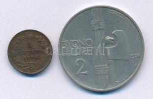 Olaszország 1895R 1c Cu "I. Umberto" + 1924. 2L Cu-Ni "III. Viktor Emánuel" T:VF...