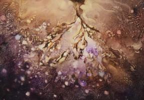 Máriási Masznyik Iván (1928-1997): Ősrobbánas. Olaj, farost, jelzés nélkül, hátoldalon Máriási Maszn...