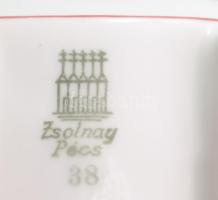 Zsolnay népi mintás kulacs, jelzett, m: 12 cm