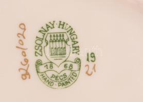 Zsolnay virágmintás hamuzó, jelzett, h: 12 cm