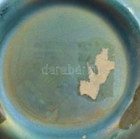 Zsolnay eozin mázas, ginkgo biloba mintás váza. Jelzett, kis kopással, m: 7 cm