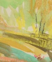 Varga József (1922-2021): Búbánatvölgyi házak (Esztergom környéke), 1990. Akvarell, pasztell, papír....