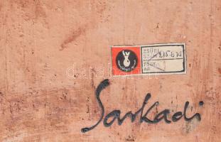 Sarkadi Imréné: Mázas kerámia fali plakett. Jelzett, kis kopással, 30,5x20,5 cm