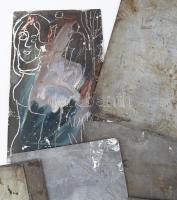 Csepeli Németh Miklós (1934-2012), 11 db mű: Alakok. Fém lemezbe karcolt rajzok (nyomódúcok?), részb...