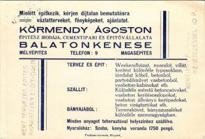 1932 Balatonkenese, Kenese; Körmendy Ágoston építész irodája, cementipari és építővállalata reklám (EK)