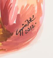 Győri István (1957 - ): Gesztusok (cím nélkül), 2012. Akvarell, karton, jelzett, 100×70 cm