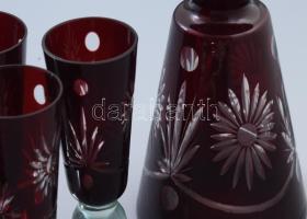 Kristály likőrös készlet. Palack. 46 cm, + 6 db pohár