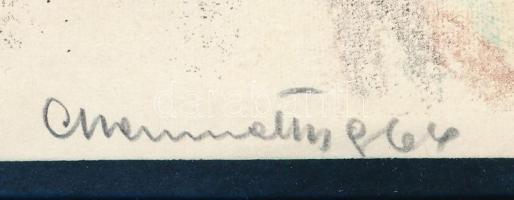 Gyarmathy Tihamér (1915-2005): Hálózat (cím nélkül), 1964. Monotípia, papír, jelzett. 21,5x29,5 cm