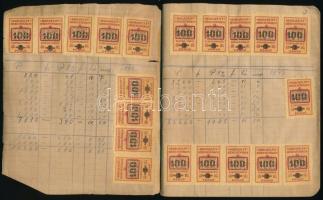 1945-1946 Forgalmi adókönyv, benne rengeteg Forgalmi adóbélyeg
