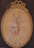 cca 1910 Selyemgoblein enyhén sérült keretben / Goblein in frame 25 cm