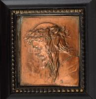 cca 1900, Jézus dombormű, keretben, 6,5x6 cm