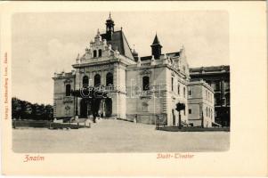 Znojmo, Znaim; Stadt. Theater. Verlag Buchhandlung Loos / theatre