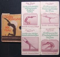 1926 Dora Menzler: Körperschulung Der Frau, Dieck & Co Sportverlag, Stuttgart 4 füzetet tartalmazó mappa akt-képekkel / bookklet with nude photos
