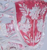 Kristály kínáló, pácolt résszel, kopással, m: 9,5 cm