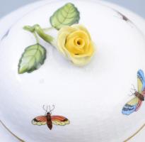 Herendi Rothschild mintás fedeles edény, rózsa fogóval, jelzett, kis kopással, m: 15 cm