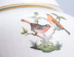 Herendi Rothschild mintás fedeles edény, rózsa fogóval, jelzett, kis kopással, m: 15 cm