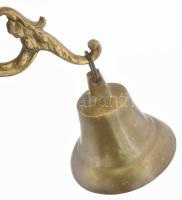 Bronz csengő m: 9 cm, bronz tartóval, h:13 cm
