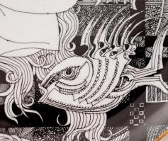 Hollóházi Szász Endre által tervezett mintával díszített porcelán dísztál. Matricás, jelzett, hibátl...