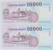 2012. 10.000Ft (2x) sorszámkövetők "AB 6775944 - AB 6775945" T:XF, sarokhajlás