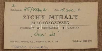 Kornis György (1927-2011): Őszi rét. Olaj, vászon, jelzett. Hátoldalán Képcsarnok Vállalat címkéjéve...