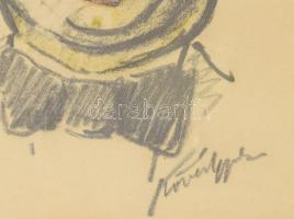 Kövér Gyula (1883-1972): Karikatúra. Boldva, 1920 Ceruza, papír. Jelzett. Üvegezett, dekoratív faker...
