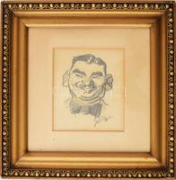 Kövér Gyula (1883-1972): Karikatúra. Boldva, 1920 Ceruza, papír. Jelzett. Üvegezett, dekoratív faker...