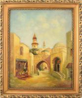 Tornai Gyula (1861-1928): Keleti jelenet. Olaj, fa. Jelzett. Üvegezett, dekoratív fakeretben, 60x45 cm