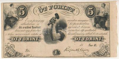 1852. 5Ft "Kossuth bankó" kitöltetlen "E" T:AU Hungary 1852. 5 Forint "E" without date or serial number C:AU Adamo G124