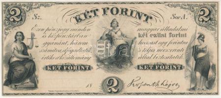 1852. 2Ft "Kossuth bankó", "A" sorozat, kitöltetlen T:AU Hungary 1852. 2 Forint "A" without date or serial number C:AU Adamo G123