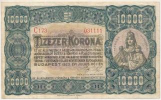 1923. 10.000K "Magyar Pénzjegynyomda Rt." nyomdahely jelöléssel, piros sorozat- és sorszámmal "C 173 031111" T:F Adamo K42