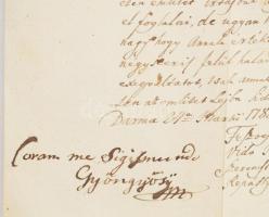 1788 Darma, (Ung megye) Leiba Herskovics zsidónak elzálogosított írtás ügyében való bírói döntés mis...