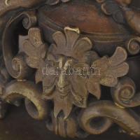 Empír szobor asztaldísz, táncoló nőalakkal, bronz, m: 32 cm